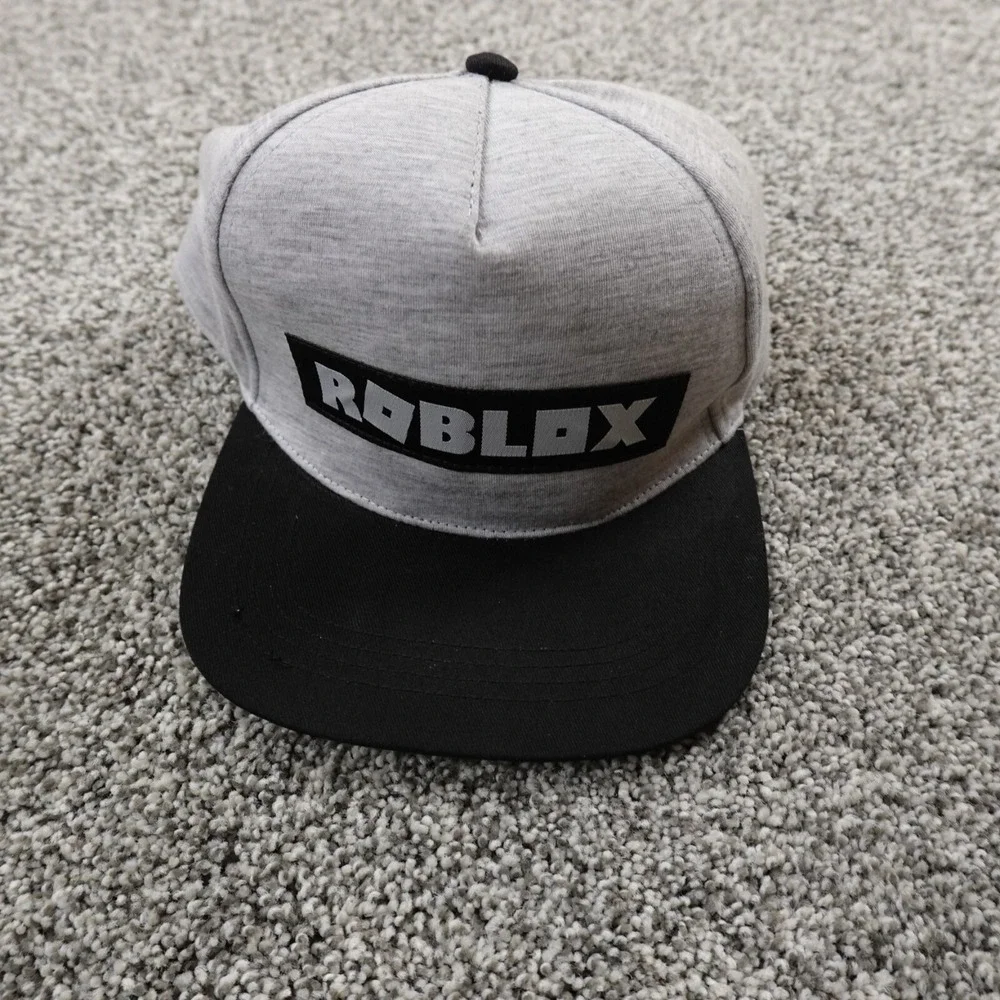 Roblox Hat Boys Gray OSFM Adjustable Snap Back Cap Game Gaming Gamer Youth Child